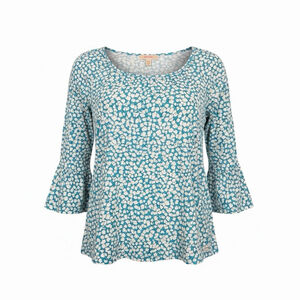 Michael Kors Women's Floral Print 3/4 Sleeve Coastalcore Boho Top Blouse Sz XL